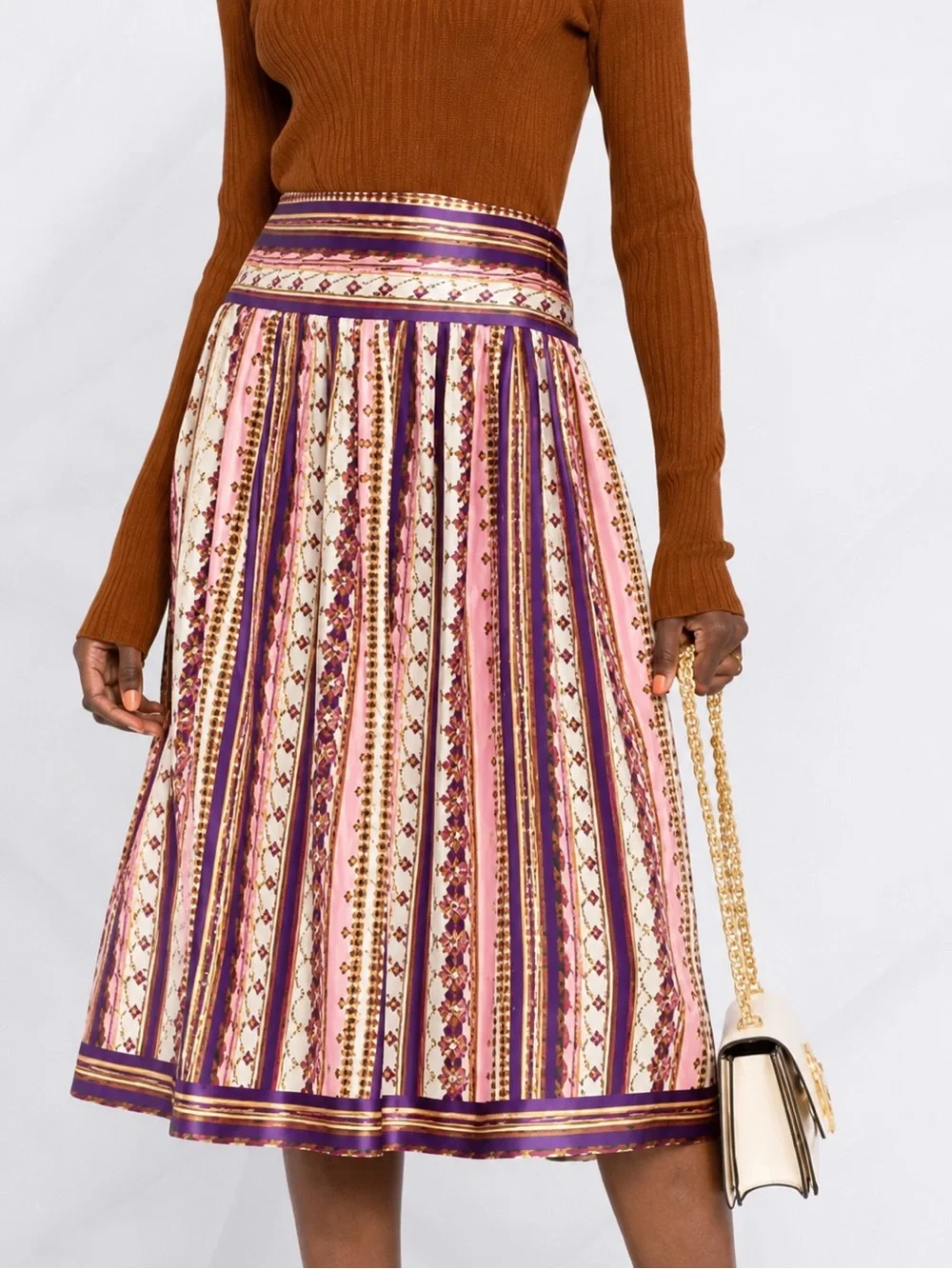 Tory Burch | Rare 100% Silk Burnout Pleated Midi Skirt ~ MSRP $498 US 2